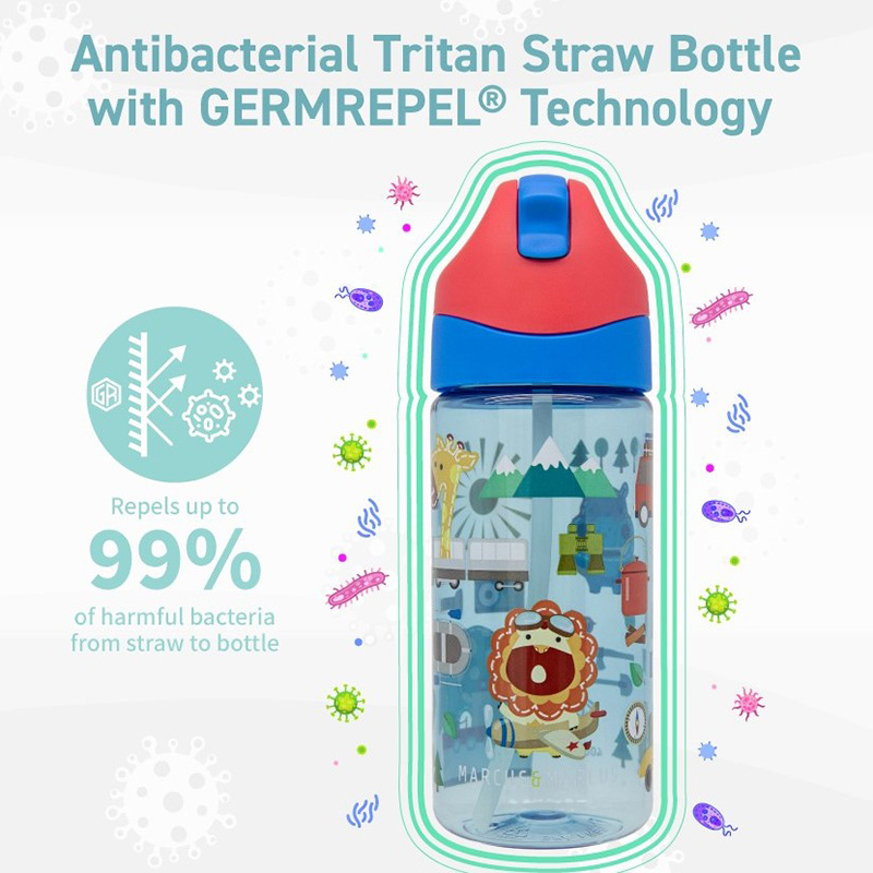 marcus and marcus antibacterial germ repel tritan straw bottle drinking cup 防菌吸管喝水水瓶